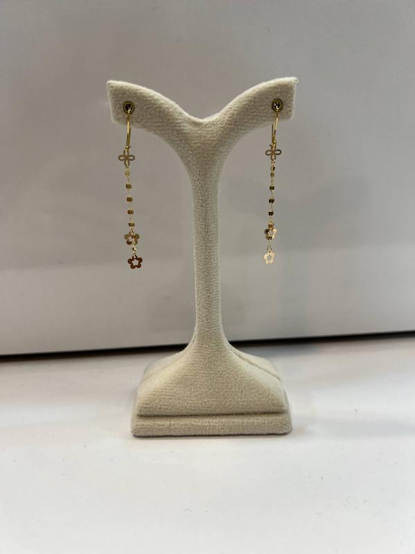 گوشواره زنانه طلا ۱۸ عیار آویز گل گالری طلای مرادی