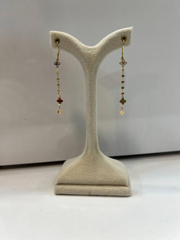 گوشواره زنانه طلا ۱۸ عیار آویز گل شبدر گالری طلای مرادی