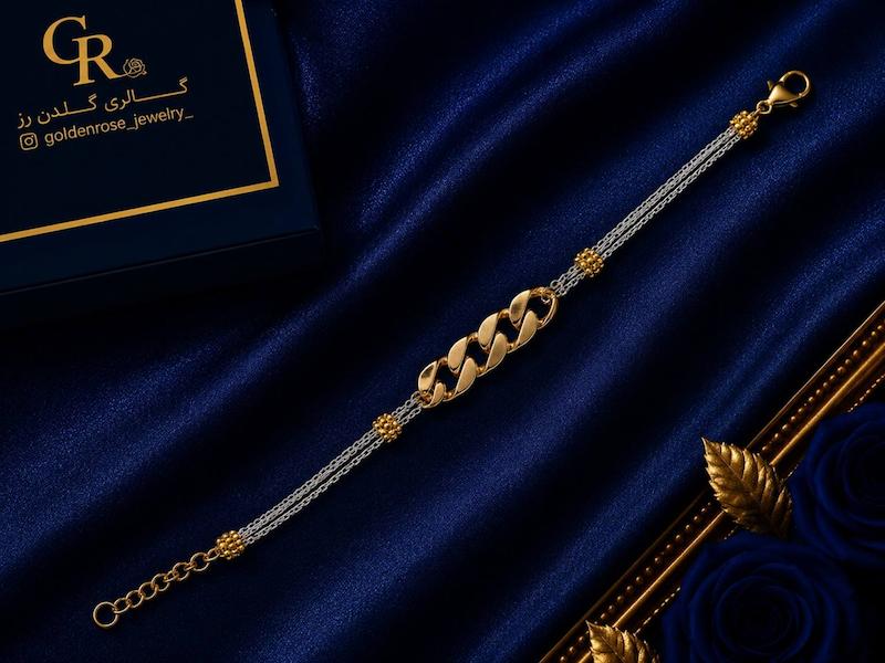 دستبند زنانه طلا ۱۸ عیار دن گلد (کم اجرت) گالری گلدن رز