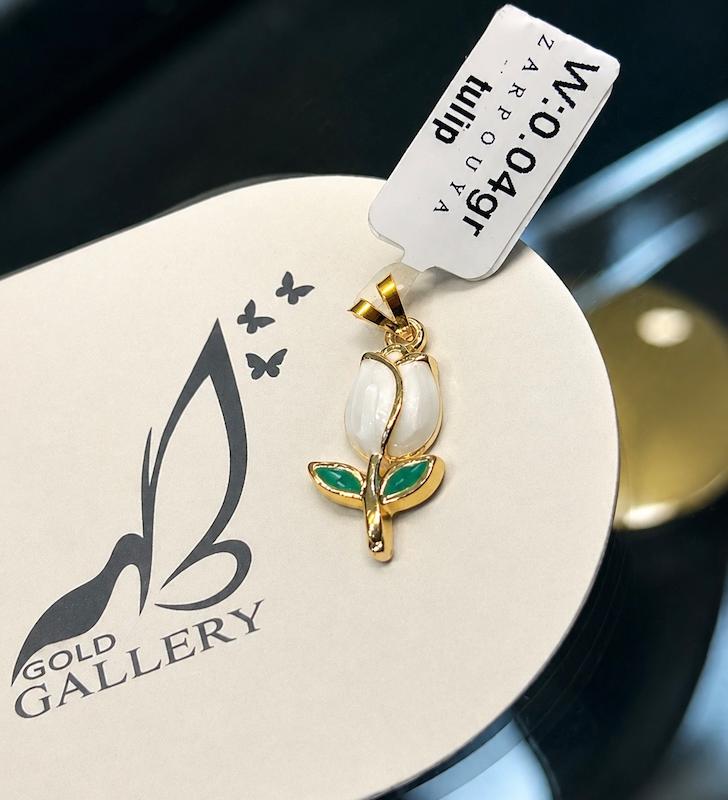 آویز زنانه طلا ۱۸ عیار آویز گل رز سفید گالری الهه گلد