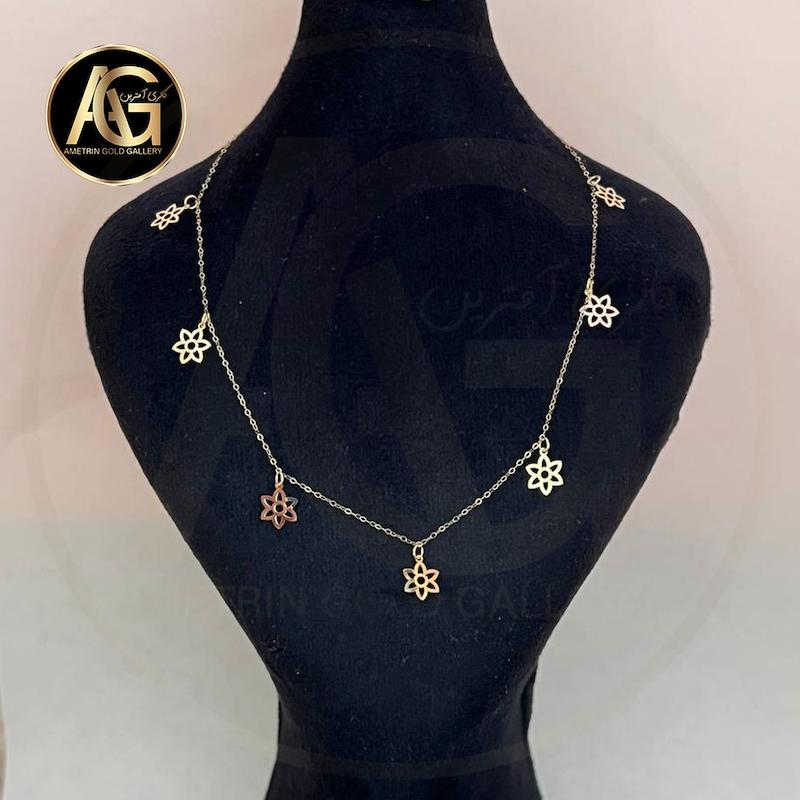 گردنبند زنانه طلا ۱۸ عیار گردنبند استار لوکس ۷ گل گالری آمترین