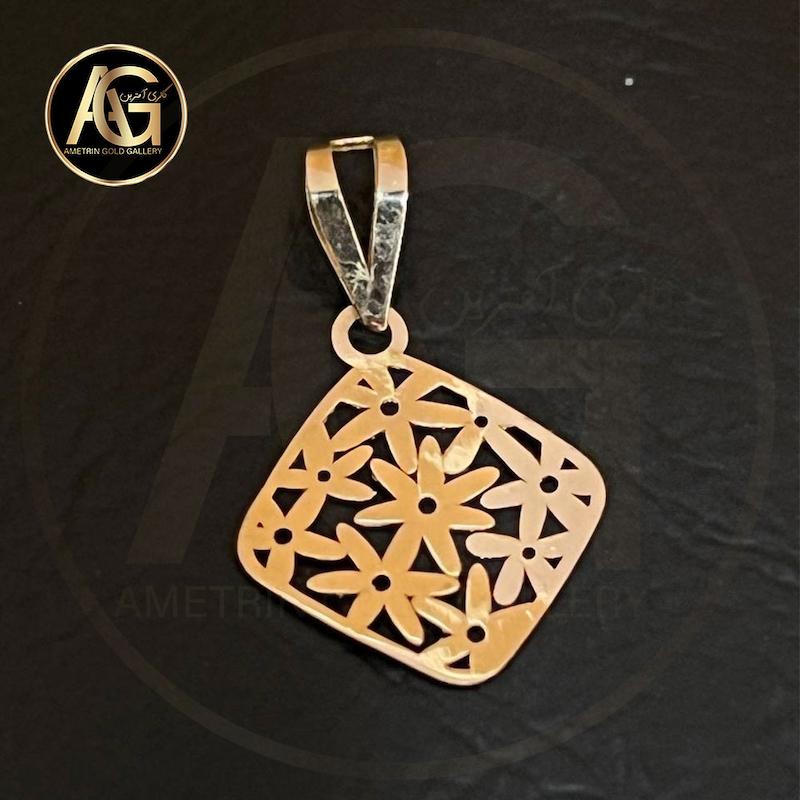 آویز زنانه طلا ۱۸ عیار آویز اسلیمی گل گالری آمترین