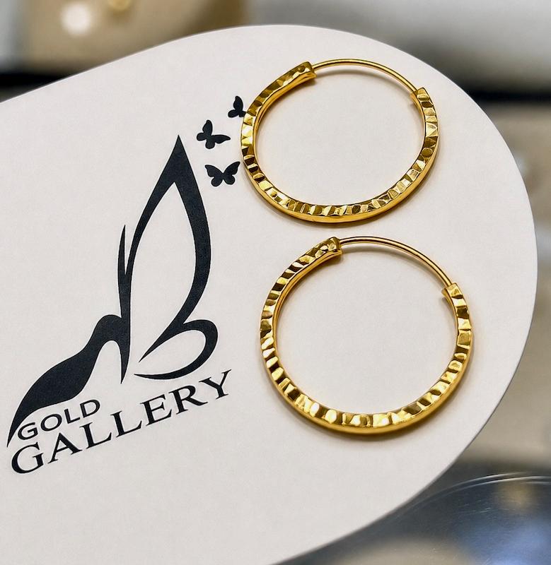 گوشواره زنانه طلا ۱۸ عیار گوشواره حلقه ای تراش گالری الهه گلد