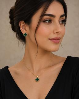 زنانه نیم ست طلا ۱۸ عیار نیم ست ونکلیف زرنور گلد