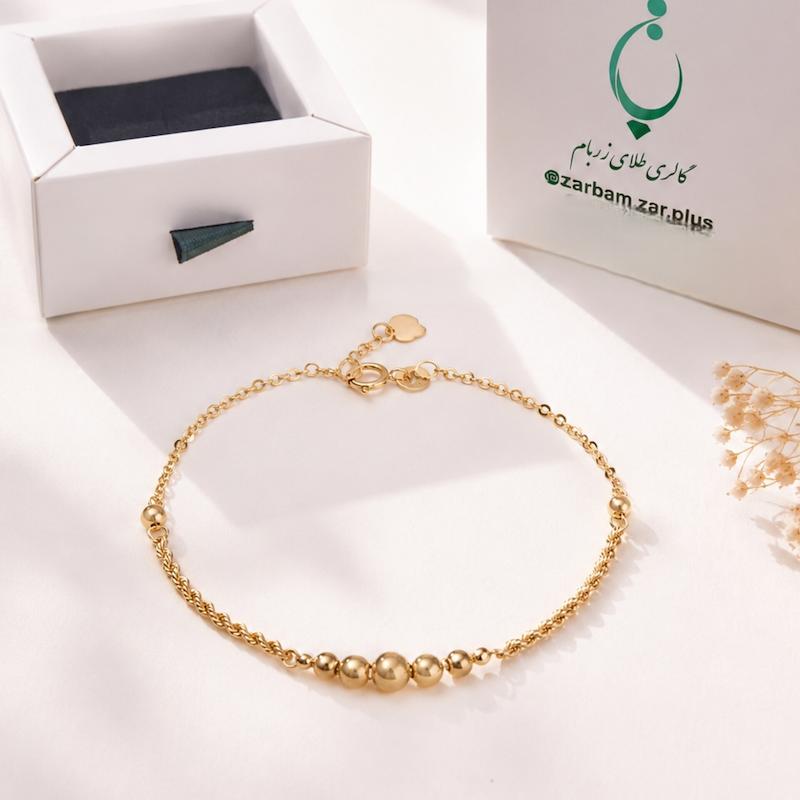 دستبند زنانه طلا ۱۸ عیار دستبند زنجیر و گوی گالری زربام