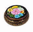  طلا ۲۴ عیار جعبه گرد مسی خاتم طلاکاری شده (گل و مرغ) گالری یادمان