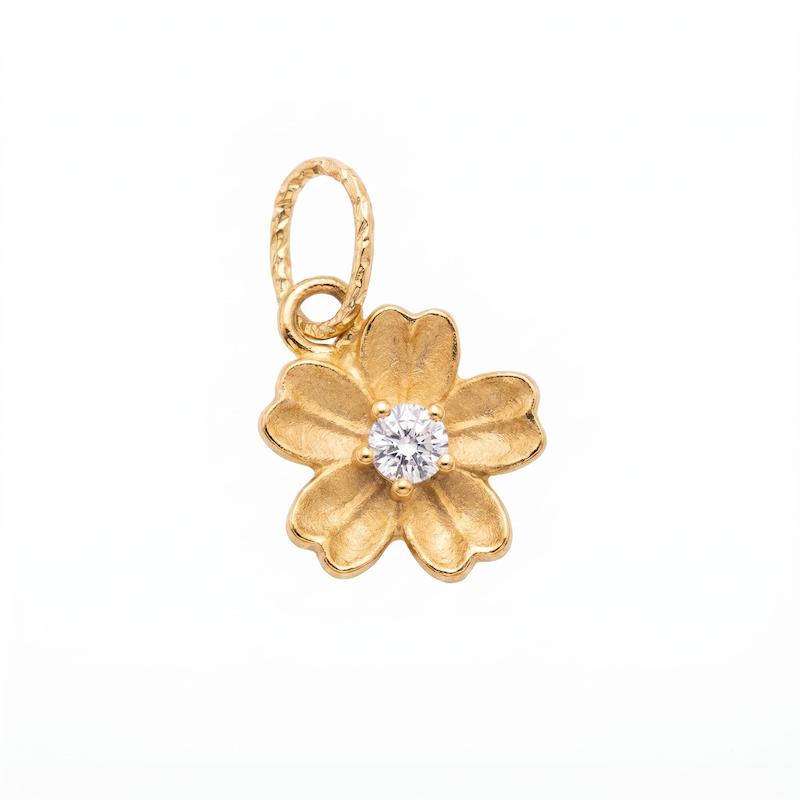 آویز زنانه طلا ۱۸ عیار گل ai )سنگ مسر) گالری طلا شکرانه