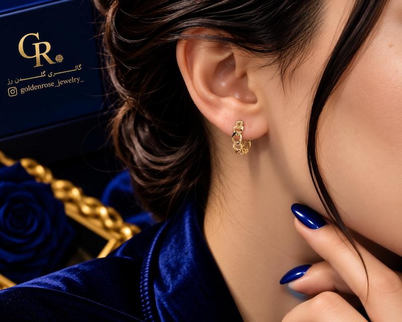 گوشواره زنانه طلا ۱۸ عیار کارتیر (کم اجرت) گالری گلدن رز