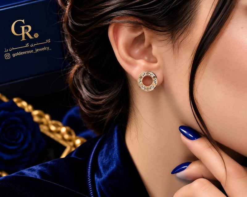 گوشواره زنانه طلا ۱۸ عیار لومیر گالری گلدن رز
