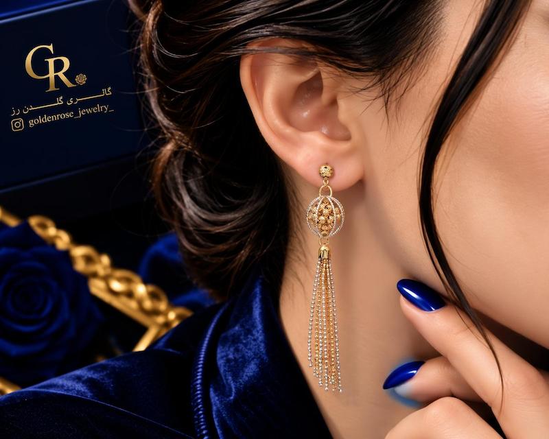 گوشواره زنانه طلا ۱۸ عیار کاترین گالری گلدن رز