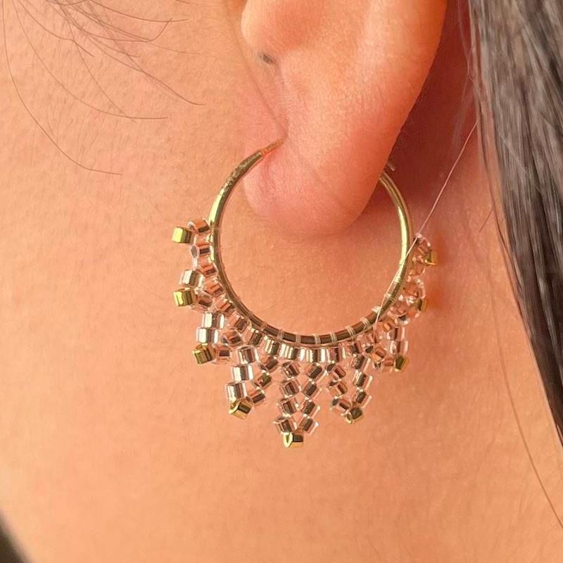 گوشواره زنانه طلا ۱۸ عیار اویز شکلاتی گالری فاطیما