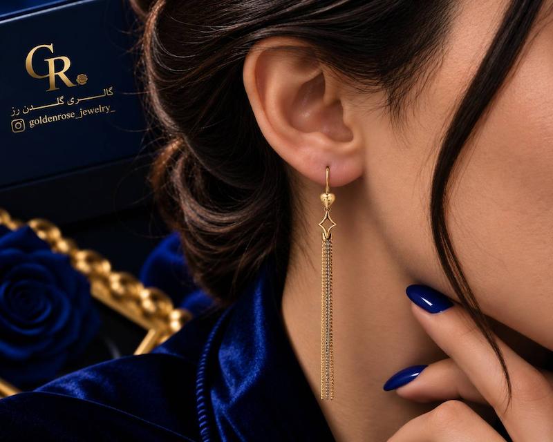 گوشواره زنانه طلا ۱۸ عیار کلاپاترا گالری گلدن رز