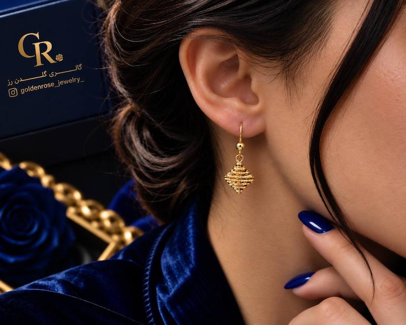 گوشواره زنانه طلا ۱۸ عیار مینیمال گالری گلدن رز