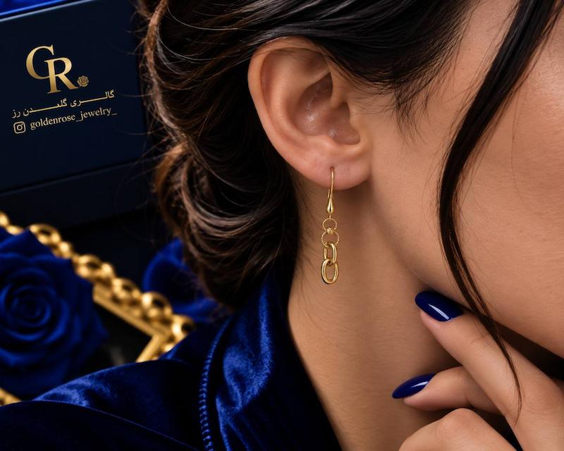 گوشواره زنانه طلا ۱۸ عیار ارا گالری گلدن رز