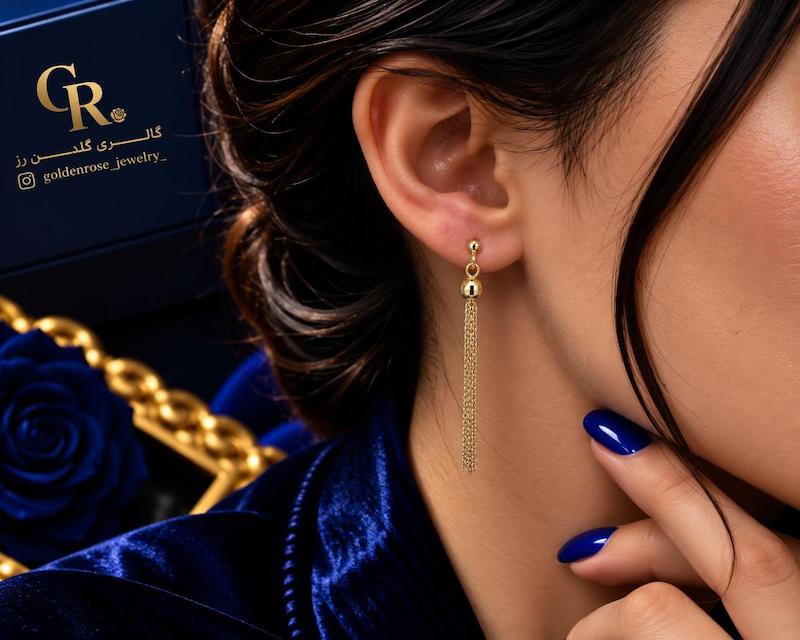 گوشواره زنانه طلا ۱۸ عیار حوا گالری گلدن رز