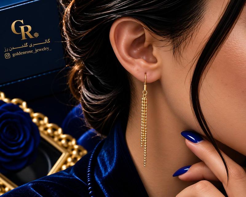 گوشواره زنانه طلا ۱۸ عیار مینیمال (کم اجرت) گالری گلدن رز