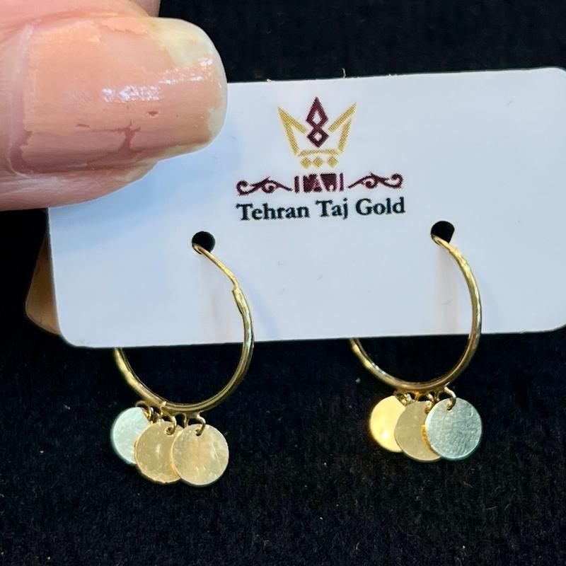 گوشواره زنانه طلا ۱۸ عیار گوشواره حلقه‌ای سکه‌ای گالری طلای ایرانه