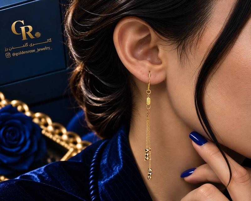 گوشواره زنانه طلا ۱۸ عیار ژان گالری گلدن رز