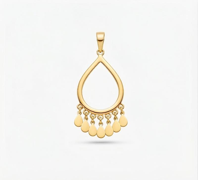 آویز زنانه طلا ۱۸ عیار P370 خلیجی اشکی پولکی آهوریس