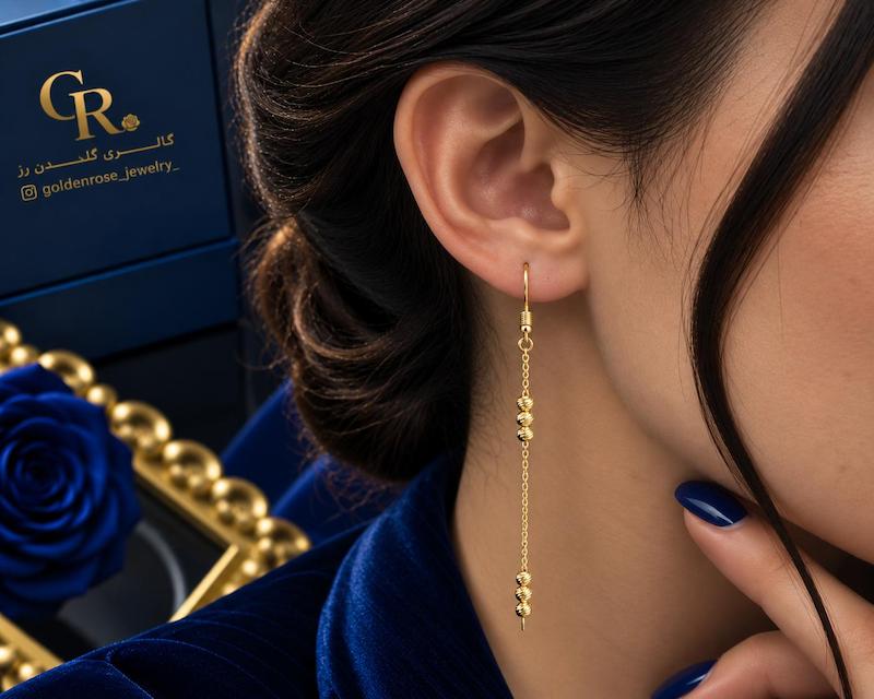 گوشواره زنانه طلا ۱۸ عیار البرنادو گالری گلدن رز