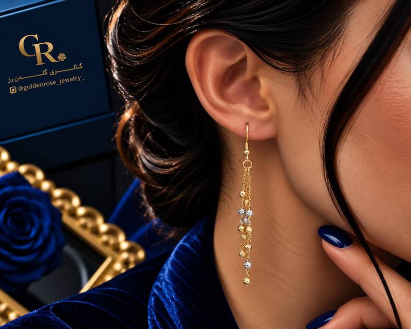 گوشواره زنانه طلا ۱۸ عیار البرنادو (کم اجرت) گالری گلدن رز