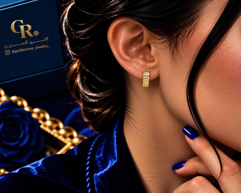 گوشواره زنانه طلا ۱۸ عیار امگا قلبی گالری گلدن رز