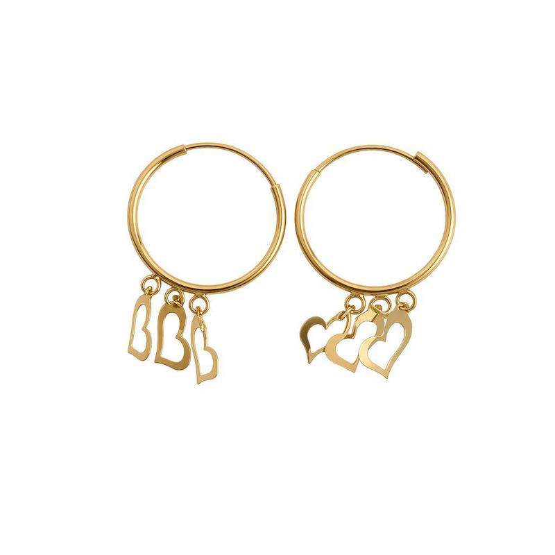 گوشواره زنانه طلا ۱۸ عیار شرابه‌ای قلبی سانل گلد