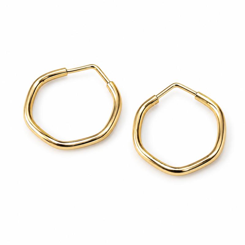 گوشواره زنانه طلا ۱۸ عیار گوشواره حلقه پنج ضلعی گالری طلای دایانا