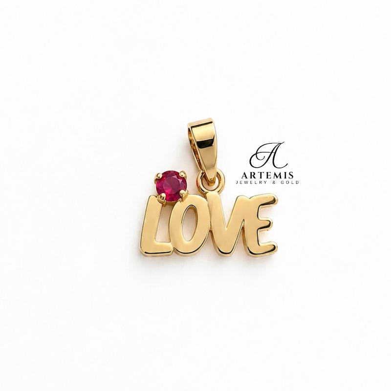 آویز طلا ۱۸ عیار پلاک love کادویی🎁 آرتمیس گلد