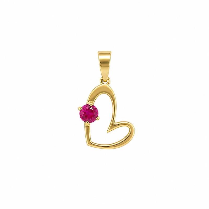 آویز زنانه طلا ۱۸ عیار قلب سرخ سانل گلد
