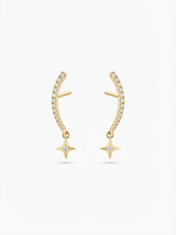 گوشواره زنانه طلا ۱۸ عیار گوشواره ستاره دنباله دار (وزن سنگ کسر) گالری نوبل