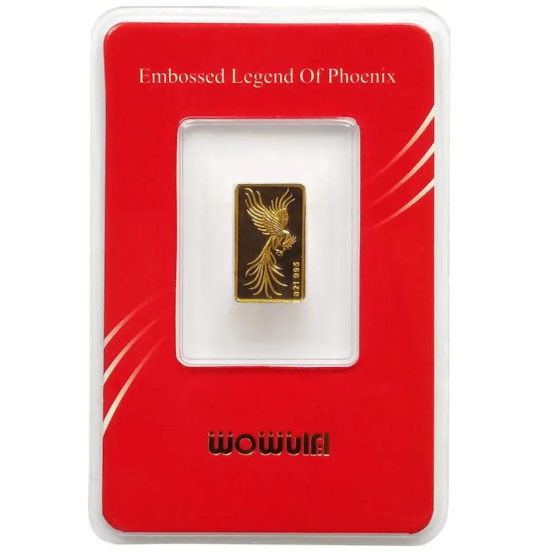 شمش طلا ۱۸ عیار (995) 0.150 گرم (150 سوت) ایران شمش طرح سیمرغ با فاکتور رسمی و ارسال و بیمه رایگان آنسه گلد