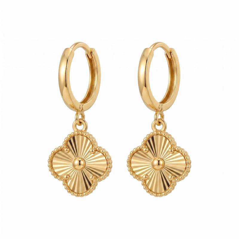 گوشواره زنانه طلا ۱۸ عیار ونکلیف تراش کم اجرت گژک گلد گالری