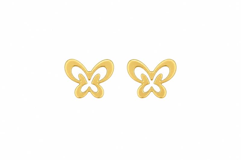 گوشواره زنانه طلا ۱۸ عیار گوشواره میخی پروانه کوچولو گالری طلای تاج