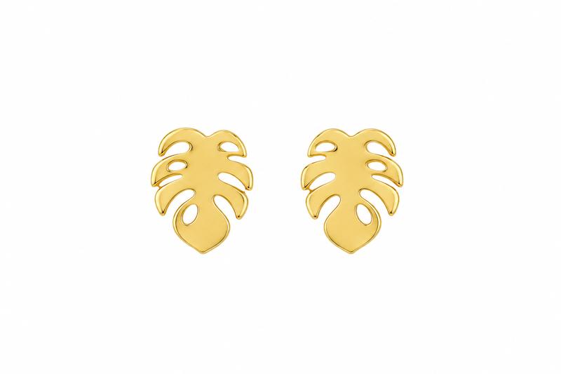 گوشواره زنانه طلا ۱۸ عیار گوشواره میخی برگ نخل گالری طلای تاج