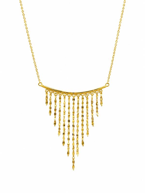 گردنبند زنانه طلا ۱۸ عیار گردنبند شرابه ای گالری طلای تاج