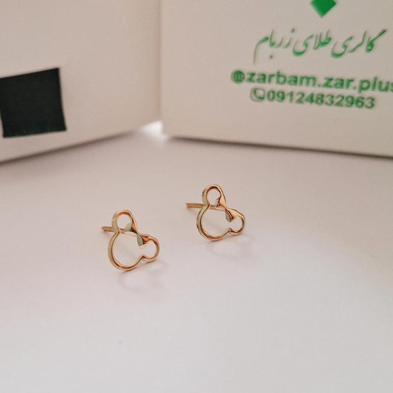 گوشواره بچگانه طلا ۱۸ عیار گوشواره میخی مدل میکی موس گالری زربام