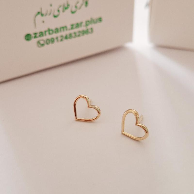 گوشواره زنانه طلا ۱۸ عیار گوشواره میخی قلب گالری زربام