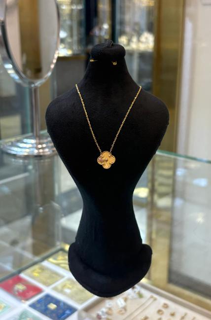 گردنبند زنانه طلا ۱۸ عیار گردنبند ونکلیف تک گل گالری طلا و جواهرات سحر