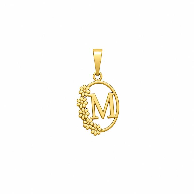 آویز زنانه طلا ۱۸ عیار پلاک M گالری طلای تاج