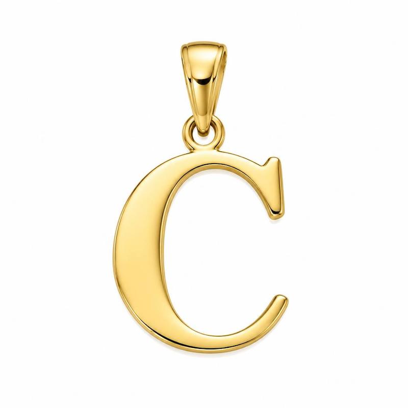 آویز طلا ۱۸ عیار پلاک حرف C  نمادار و مناسب هدیه لی لی گلد