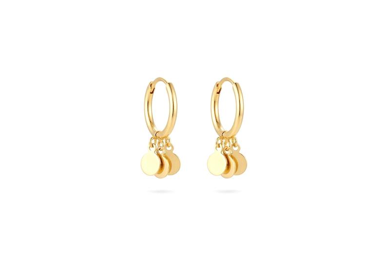 گوشواره زنانه طلا ۱۸ عیار E201 حلقه ای 3پولکی آهوریس