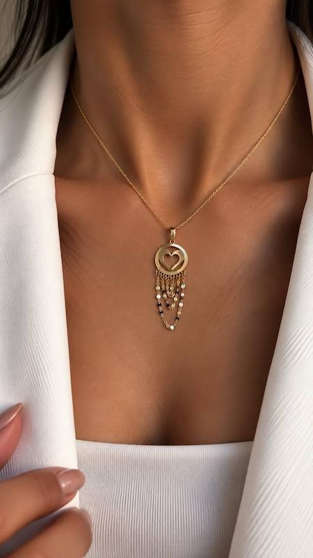 آویز زنانه طلا ۱۸ عیار شرابه ای قلب گالری نهیر