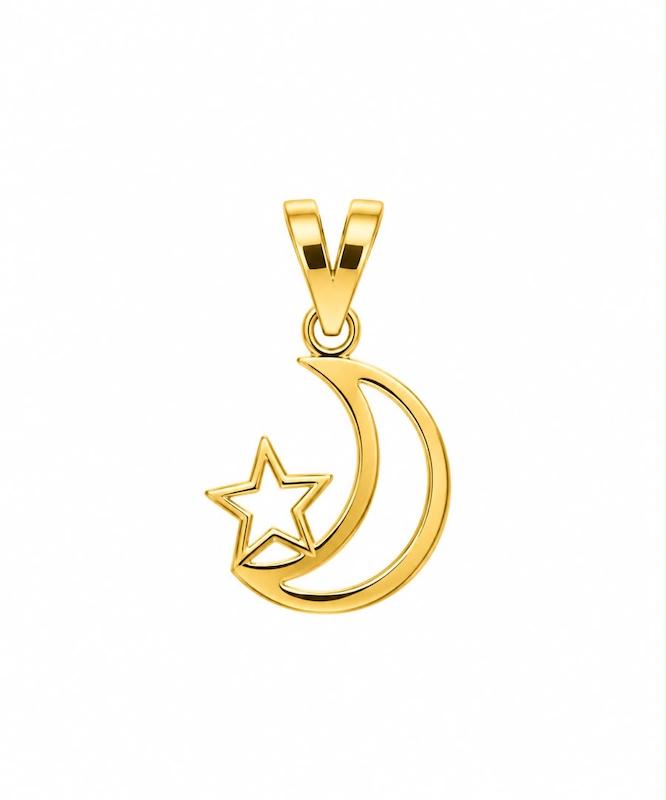 آویز زنانه طلا ۱۸ عیار پلاک ماه و ستاره گالری طلای تاج