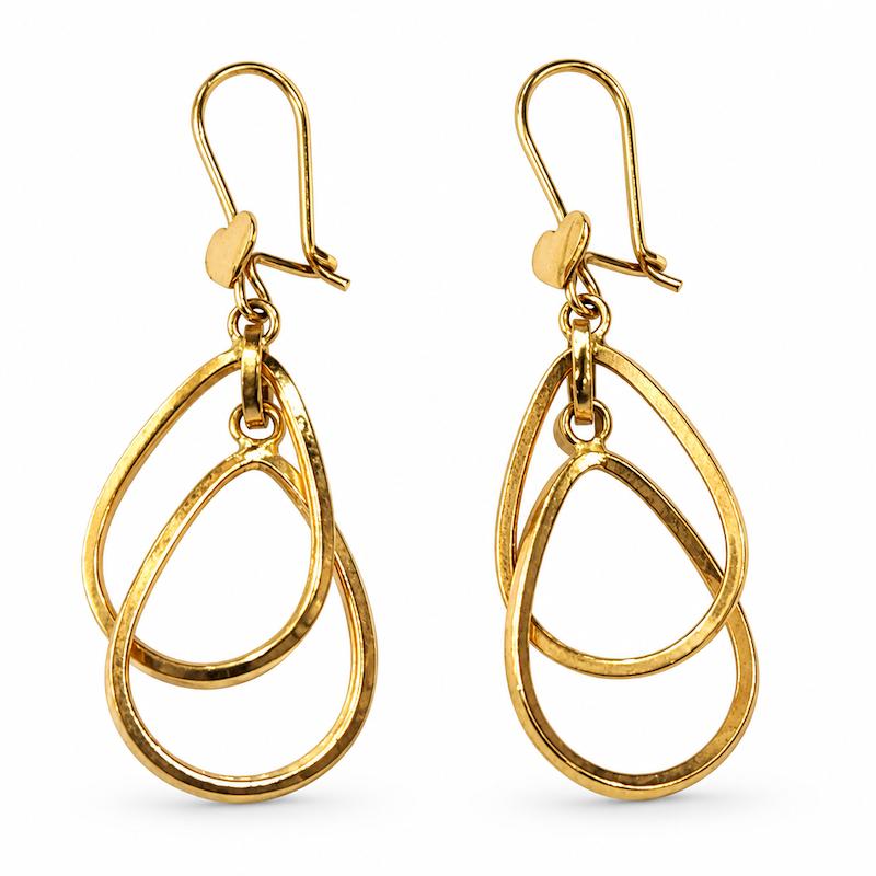 گوشواره زنانه طلا ۱۸ عیار گوشواره طرح دوحلقه گالری طلای دایانا