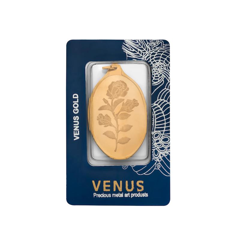 پلاک طلا 18 عیار ونوس مدل گل رز