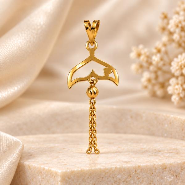 آویز زنانه طلا ۱۸ عیار آویز طلا طرح دم وال کرواتی گالری طلای روژمان