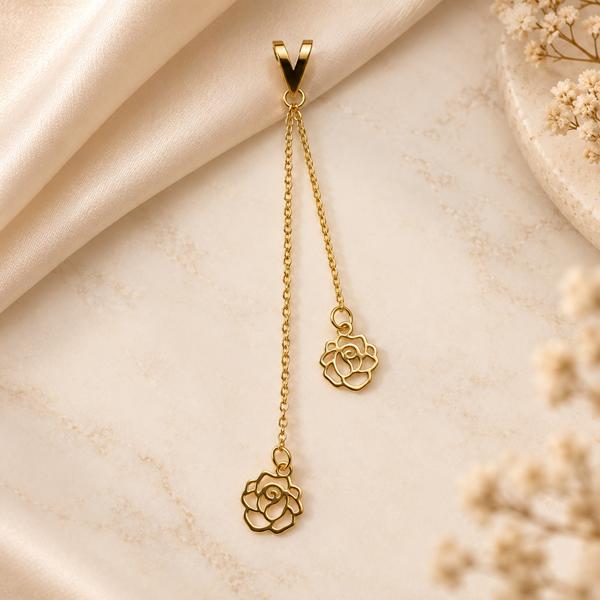آویز زنانه طلا ۱۸ عیار آویز طلا طرح گل کرواتی گالری طلای روژمان
