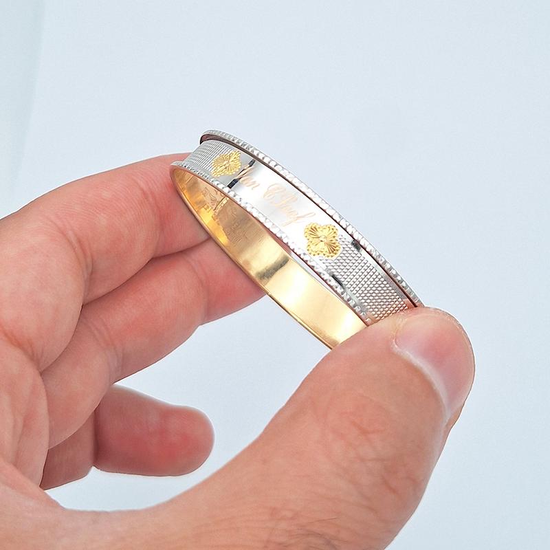 النگو زنانه طلا ۱۸ عیار النگو طلا ونکلیف تراشدار سایز 2 جواهری ساسانی