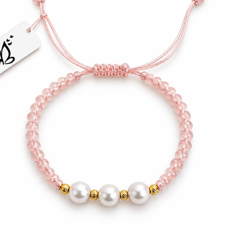 دستبند زنانه طلا ۱۸ عیار دستبند مروارید گوی دوریکا سکه طلای میلاد گلد